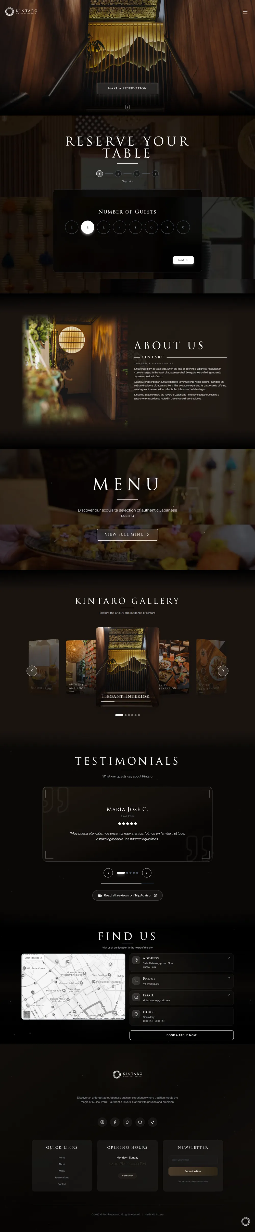Captura del sitio web de Kintaro Restaurant