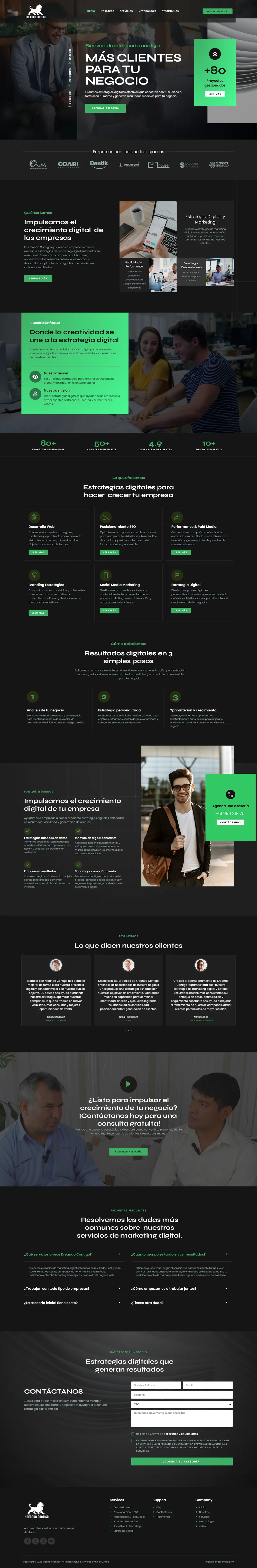 Captura del sitio web de Kreando Contigo