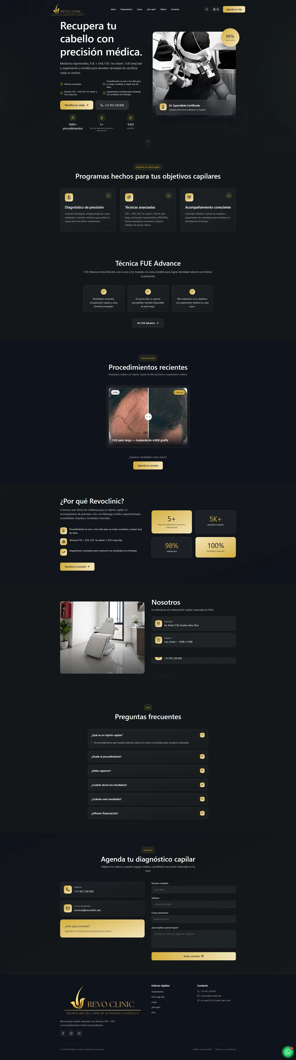 Captura del sitio web de Revo Clinic